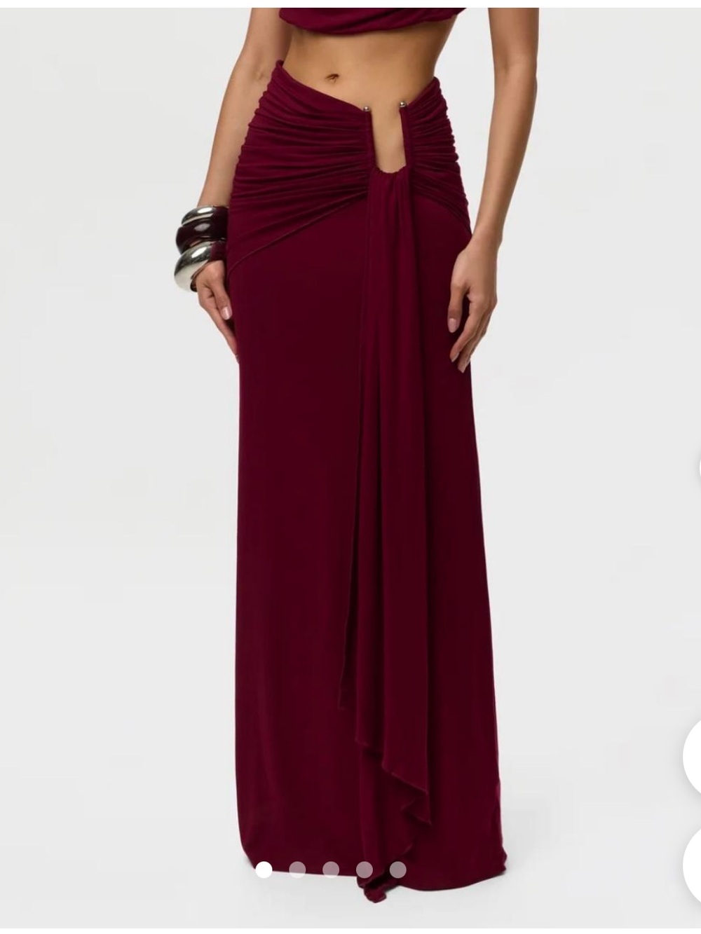 naked wardrobe Burgundy Ruched Cutout Maxi Skirt
